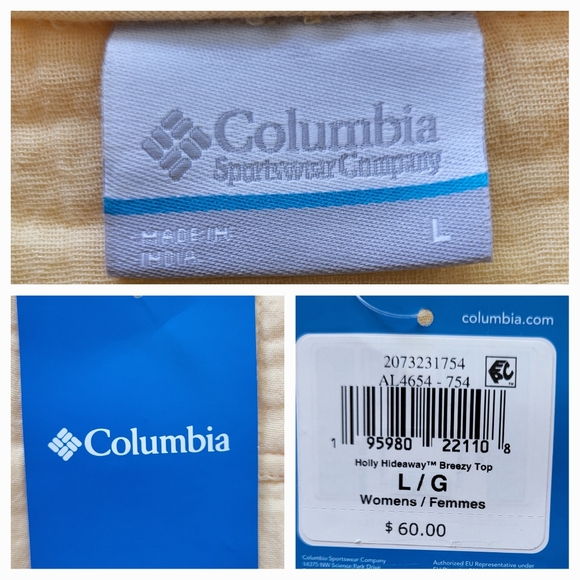 COLUMBIA Holly Hideaway Breezy Short Sleeve Top - Size L - Light Yellow (NWT) - Picture 12 of 14
